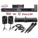 Power Dynamics PACK 9 KARAOKE 600W 2 Enceintes 12 pouces 300 w + 2 micros HF 2,4 Ghz